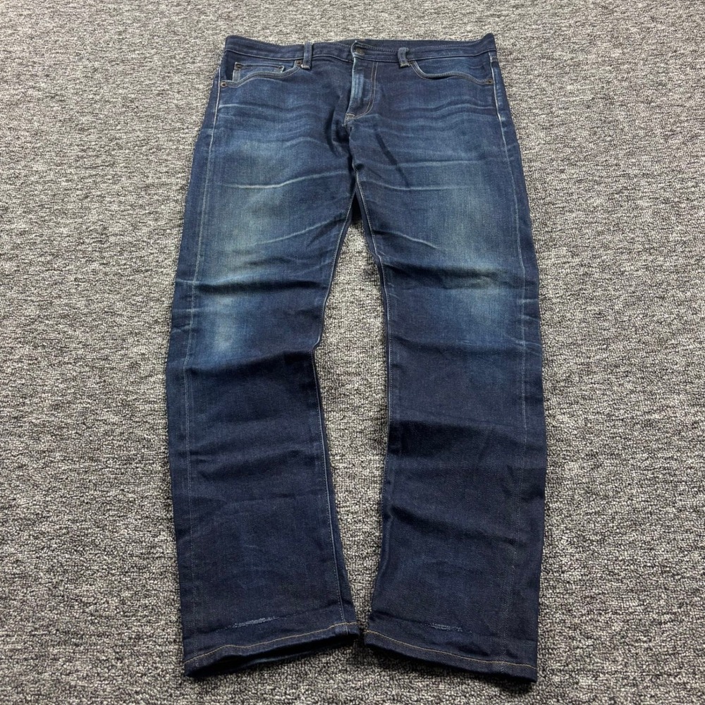 Uniqlo Slim Straight Japanese Selvedge Denim Jeans Dark Wash Size 34x32